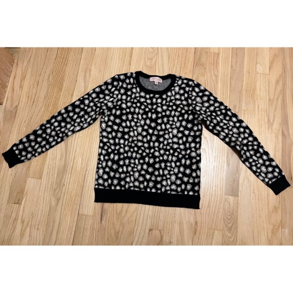 Philosophy Republic Clothing Leopard Print Crewneck Sweater Size S Black Gray